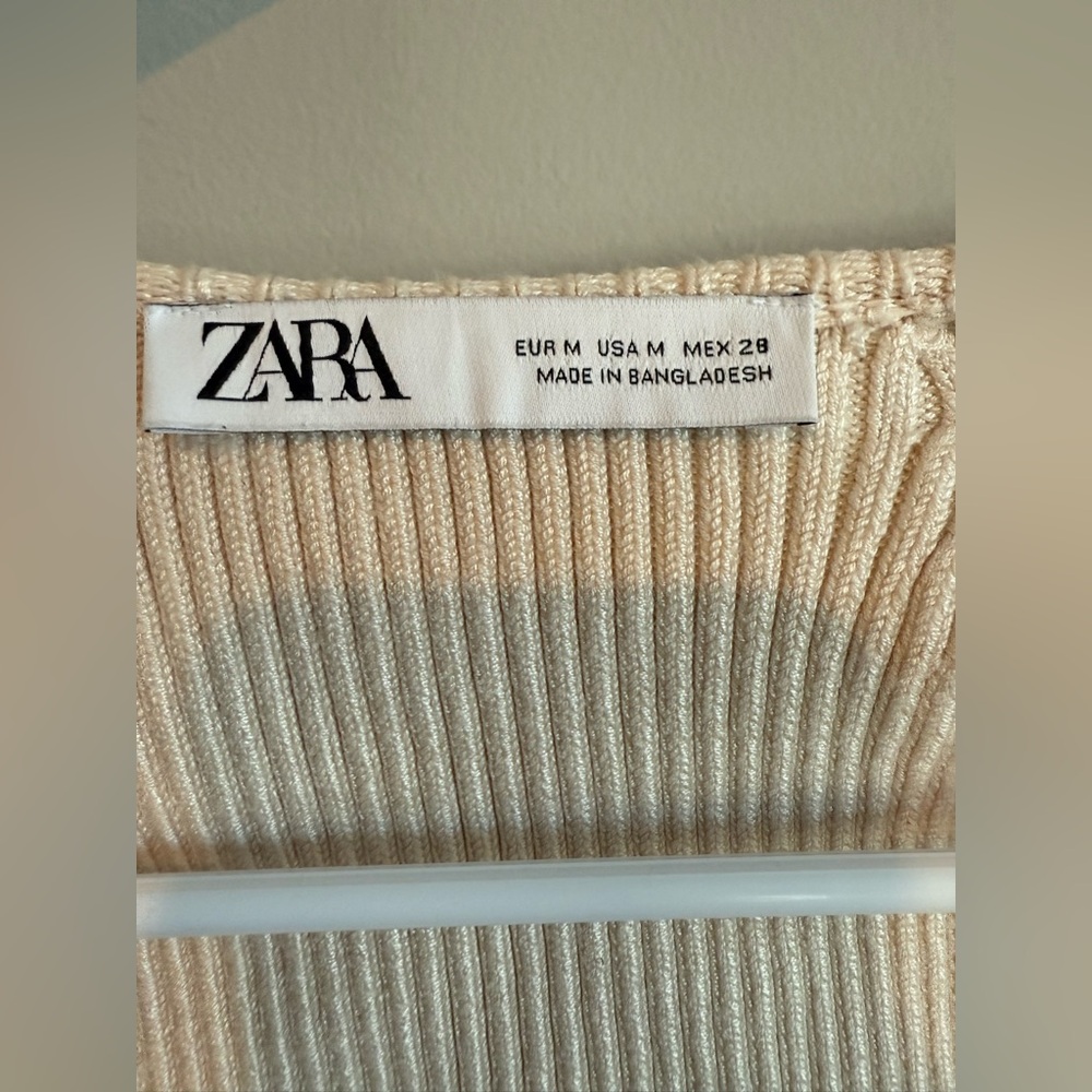 Zara Beige Ribbed Cropped Cardigan - Picture 10 of 10